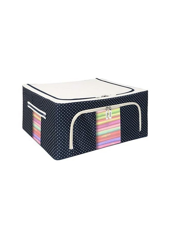 Raggle 1 PCS Closet Organizers and Storage Bins Foldable Metal Frame Storage Box with Zippers & Clear Window for Organizing Clothing. (24L,BLUE,1) - Image 1