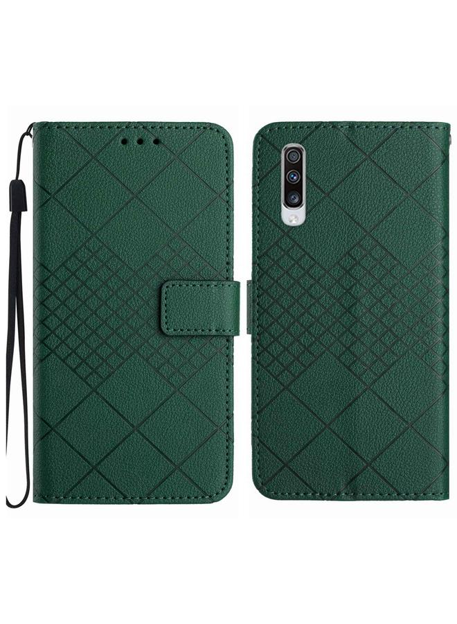 اس-توب جراب لهاتف Samsung Galaxy A70 / A70s مصنوع من الجلد بتصميم شبكي معيني - Image 1