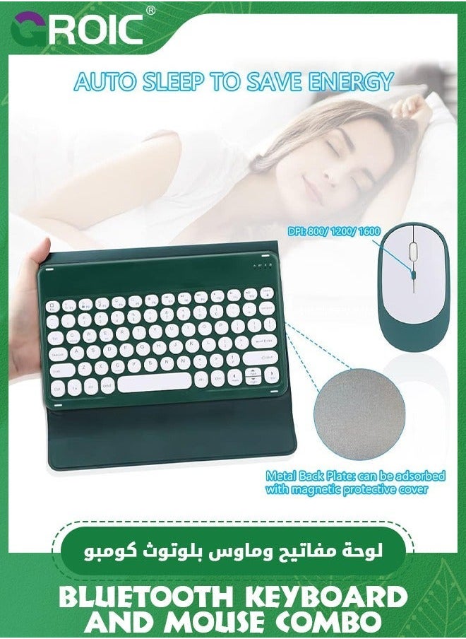 GROIC Ultra Slim Retro Green Bluetooth Keyboard and Mouse Combo, Compact Rechargeable Wireless for iPad, iPad Mini, Air Pro, iPhone, Windows Android Tablet Smartphone  - Image 3