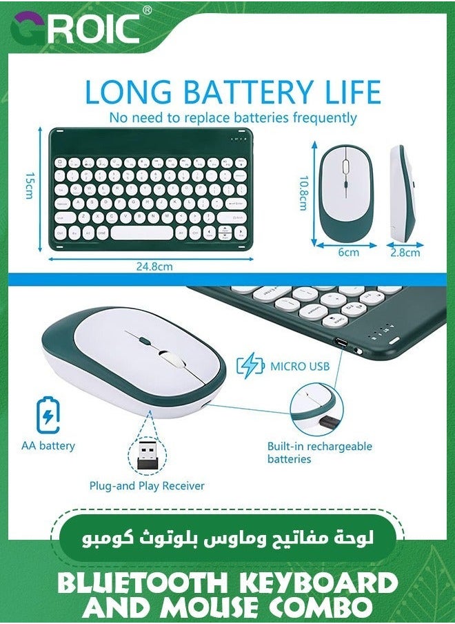 GROIC Ultra Slim Retro Green Bluetooth Keyboard and Mouse Combo, Compact Rechargeable Wireless for iPad, iPad Mini, Air Pro, iPhone, Windows Android Tablet Smartphone  - Image 4