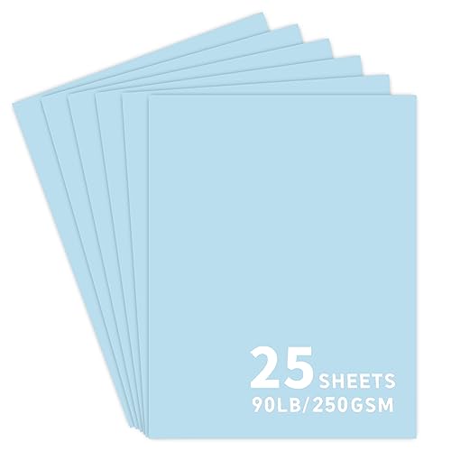 Bonmiy 25Sheets Light Blue Cardstock Paper, 8.5 x 11 Card stock for Cricut, Thick Construction Paper for Card Making, Scrapbooking, Craft 90 lb / 250 gsm(Light Blue)… - Image 1