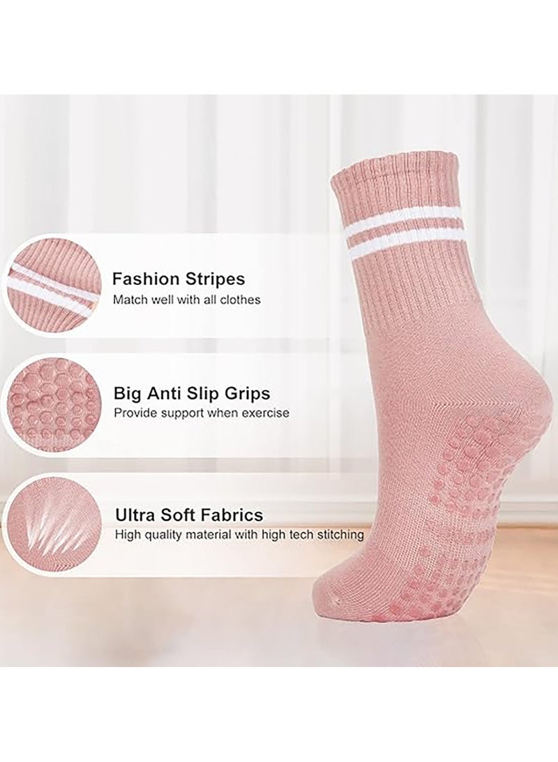 3 حزم من جوارب بيلاتيس مع مقابض, جوارب اليوغا, جوارب رياضية مانعة للانزلاق, جوارب مسامية قابلة للتنفس, لليوغا والبيلاتس والباليه والرقص والتمارين الرياضية والمستشفى - Image 2