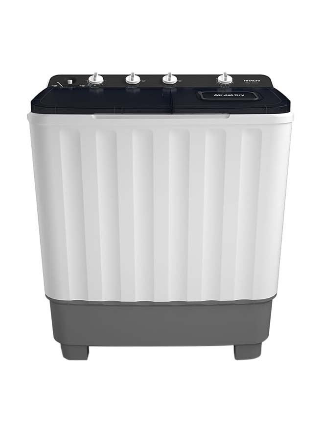 Hitachi 10.5kg Twin Tub, Top Load Washing Machine with Semi Automatic and 8kg Dryer Capacity, Max Spin Speed (RPM) 1350, Air Jet Dry, Easy Control & Cuffs Wash Board, White/Mercury Grey, LTTH0JWTMRG 10.5 kg LTTH0JWTMRG white - Image 1