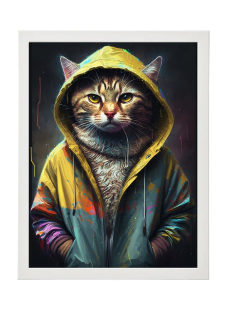 Boomah Accessories Cool Cat in Hoodie Wall Art Poster with Frame 30x40cm 