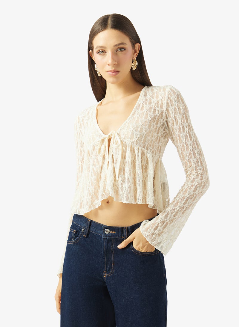 ONLY Lace Jersey Cardigan - Image 1