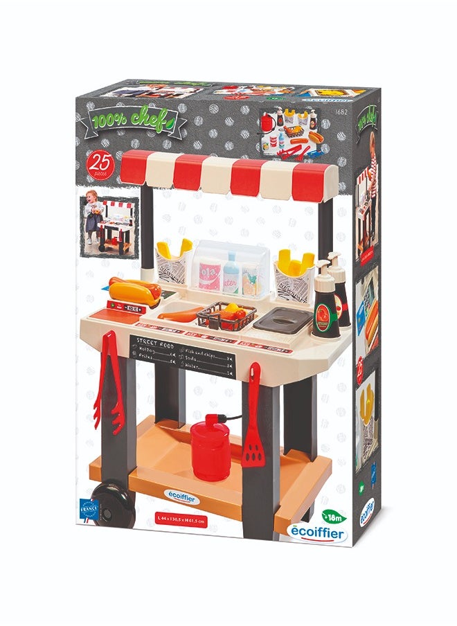 ecoiffier - 100% Chef Street Food Kitchen Playset - Image 1
