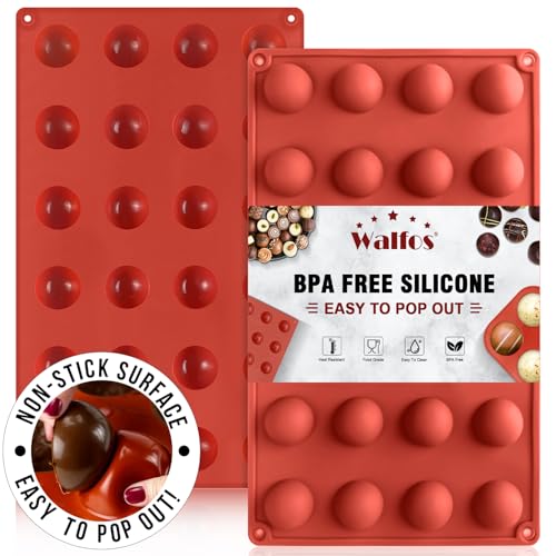Walfos Mini 24-Cavity Semi Circular Silicone Mold, 2 Packs Half Sphere Silicone Baking Molds for Making Jelly, Chocolates and Cake - Image 1