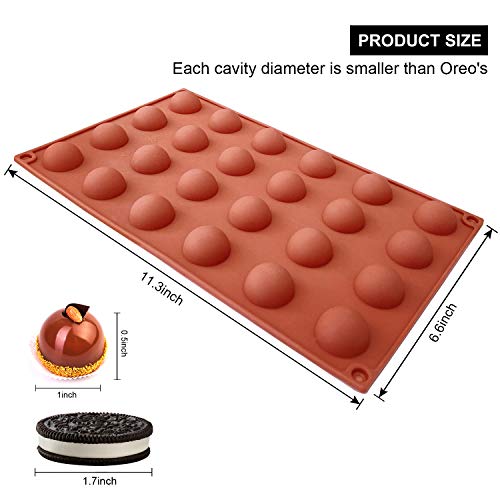 Walfos Mini 24-Cavity Semi Circular Silicone Mold, 2 Packs Half Sphere Silicone Baking Molds for Making Jelly, Chocolates and Cake - Image 4