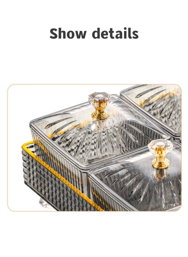 6pcs Snack Storage Box Snack Serving Tray With Lid Candy And Nut Serving Container Set Dried Fruit Plate Relish Storage Organizer Cosmetic Storage Boxes Plate Food Display Bowls Clear Multifunctional Party Snack Tray 27.5x18.5x11 cm