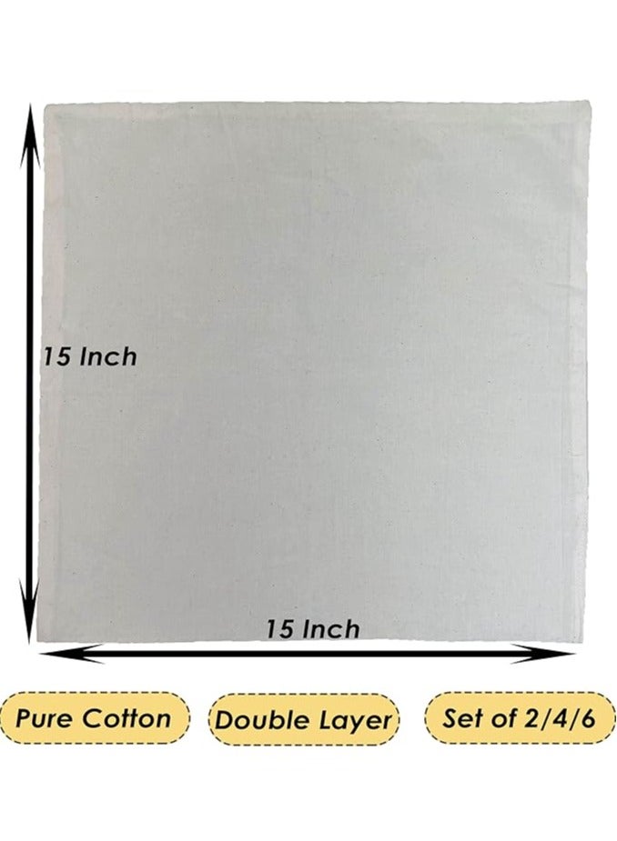 مملكة الإكسسوارات غلاف ملابس روتي من القطن بطبقة مزدوجة (15 × 15 بوصة) قماش موسلين للشاباتي للحافظة الساخنة للمطبخ، قماش شاباتي ملفوف من قماش روتي، (مجموعة من 4) - Image 3