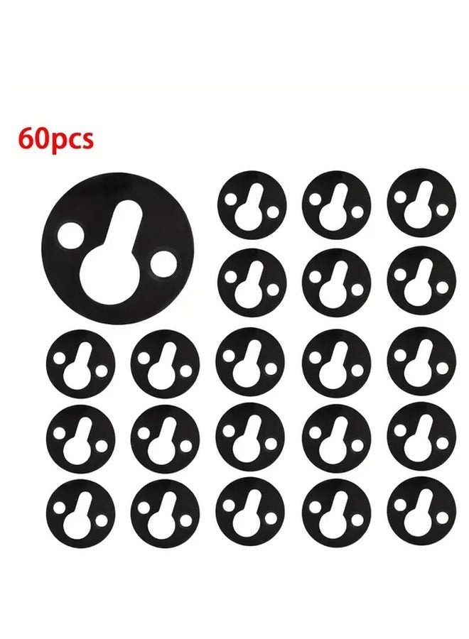 60 Pcs Black Metal Keyhole Hangers Round Frame Hooks For Picture Frames Cabinets Mirrors - Image 1
