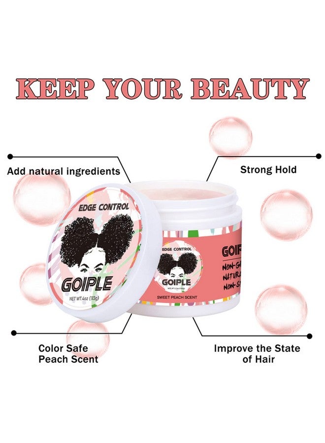 Goiple Edge Control Wax for Women Strong Hold Non-greasy Edge Control Smoother Edge Tamer, Edge Wax Styling Tamer Edge Control for Black Hair No Flaking, White Residue, Shine and Smooth 4oz (Sweet Peach ) - Image 3