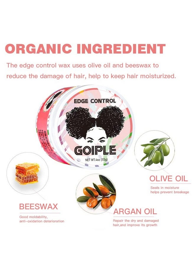 Goiple Edge Control Wax for Women Strong Hold Non-greasy Edge Control Smoother Edge Tamer, Edge Wax Styling Tamer Edge Control for Black Hair No Flaking, White Residue, Shine and Smooth 4oz (Sweet Peach ) - Image 2