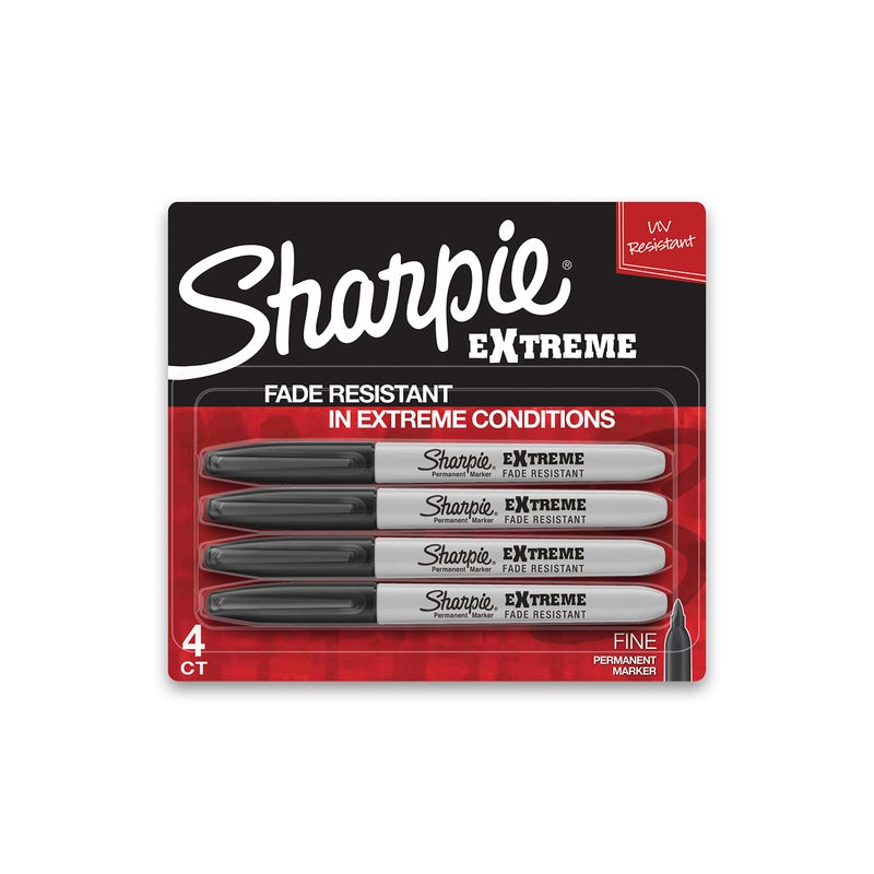 Sharpie Extreme Permanent Markers, Fine Point, Black, 4 Count - Fade Resistant Against Both Wet and Dry Outdoor Elements - Image 3
