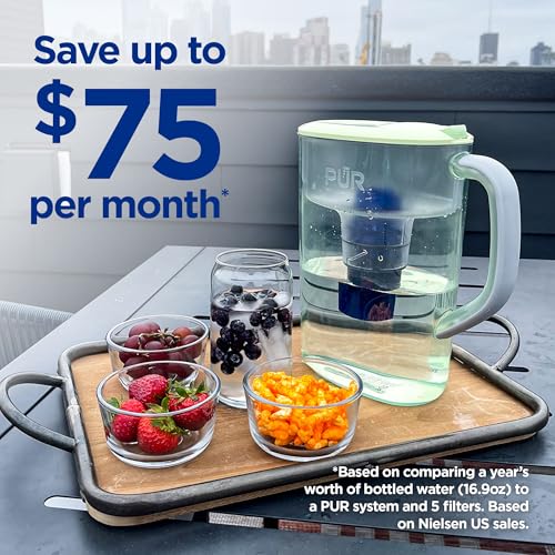 PUR 7-Cup Water Pitcher, 1 Genuine Filter, Cleaner, Great-tasting Water, Dishwasher Safe, Powerful, Faster Filtration, LockFit Cap Design - Lime - Image 3