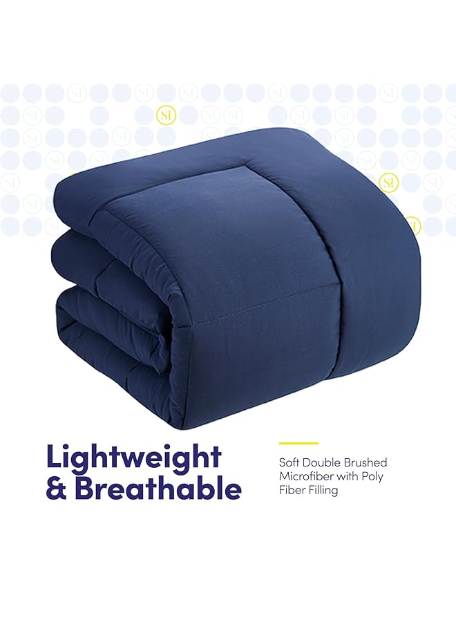 Sweet Home Collection 5 Piece Comforter Set Bag Solid Color All Season Soft Down Alternative Blanket And Luxurious Microfiber Bed Sheets Navy Twin  - Image 5