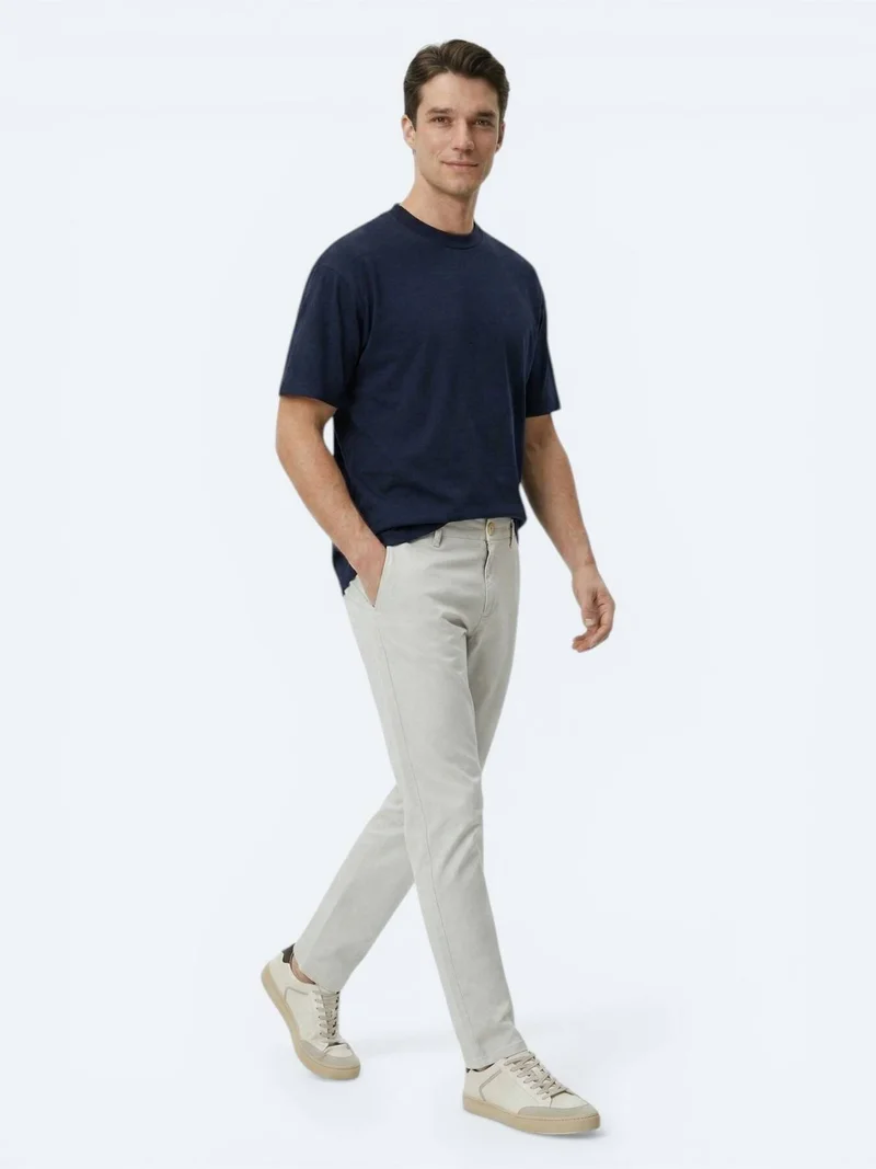 Kip Navy Blue Plain 100% Cotton T-Shirt