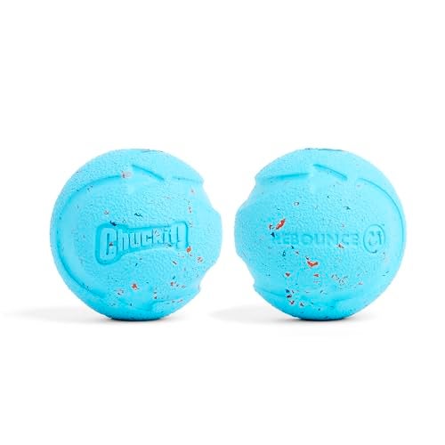 Chuckit Rebounce Ball Dog Toy Bouncy Fetch Balls for Dogs 2060 lbs Made from Durable Rubber Outdoor Pet Toys Size Medium 25inch Diameter Pack of 2 Blue - Image 1