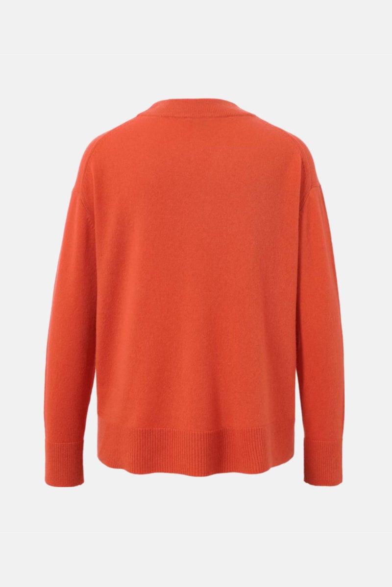 Tchibo Women Crew Neck Cable Knit Long Sleeve Sweater, Orange - Image 2