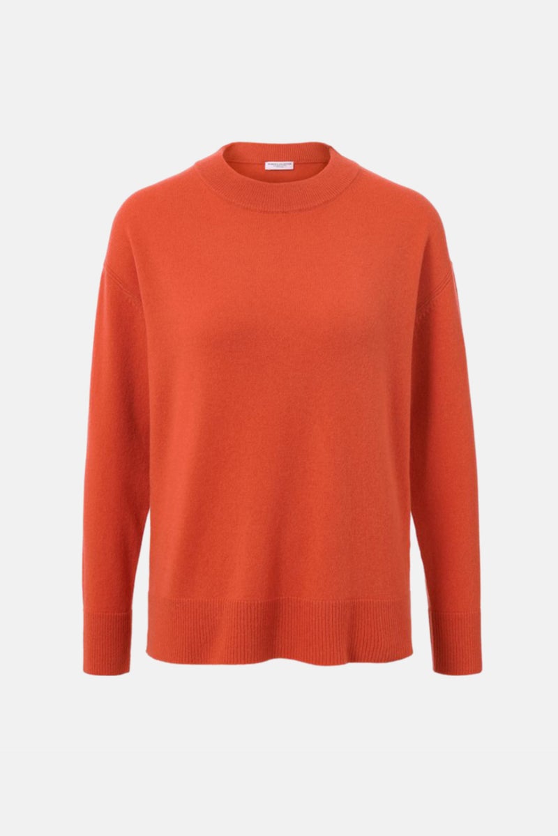 Tchibo Women Crew Neck Cable Knit Long Sleeve Sweater, Orange - Image 3