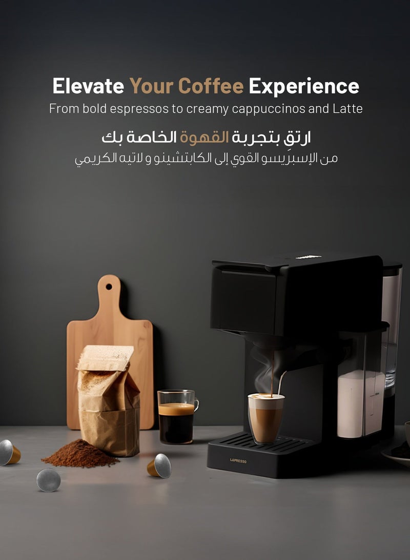 LePRESSO Crema Pro Multi-Capsule 850mL Coffee Machine with Multi-Capsule Support and Special Cream System, 20 bar Pump Pressure, Coffee Maker with Milk Frother and Dual Boiler System, Water Volume Level - Black - Image 2