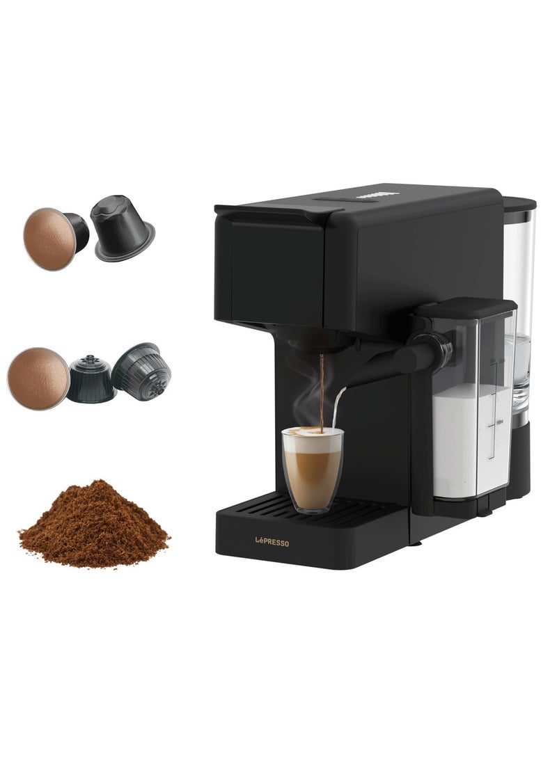 LePRESSO Crema Pro Multi-Capsule 850mL Coffee Machine with Multi-Capsule Support and Special Cream System, 20 bar Pump Pressure, Coffee Maker with Milk Frother and Dual Boiler System, Water Volume Level - Black - Image 1