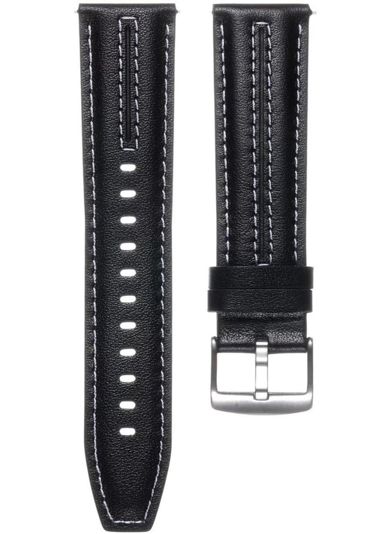 ECO  22mm Braid Leather Strap For Huawei Watch GT 6 46mm | GT6 Pro | GT5 46mm | GT5 Pro | GT4 46mm | GT2 Pro | GT2 GT3 46mm | Watch 4/4 Pro | Watch 3/3 Pro | GT Runner (Black)