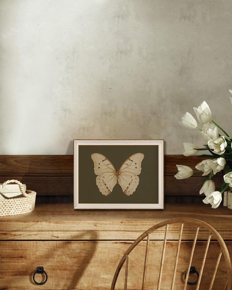 KISSFOX Framed Wall Art Vintage Wall Decor Butterfly Canvas Art Insect Pictures Moody Paintings Artwork For Living Room Bedroom Bathroom Kitchen - Image 2