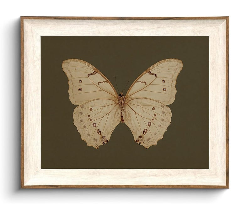 KISSFOX Framed Wall Art Vintage Wall Decor Butterfly Canvas Art Insect Pictures Moody Paintings Artwork For Living Room Bedroom Bathroom Kitchen - Image 1