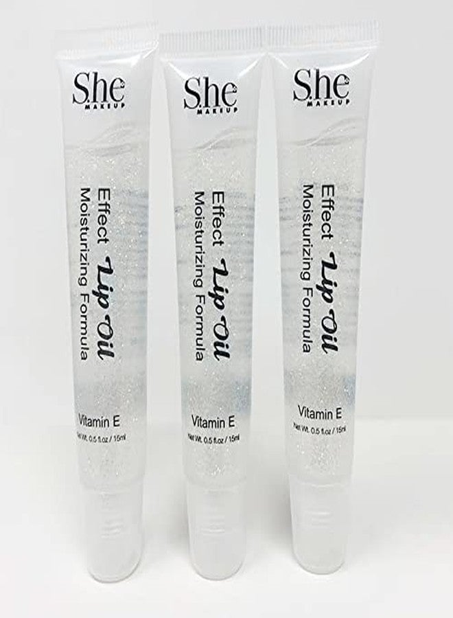 Effect Lip Oil by S.HE Makeup; Clear Moisturizing Hydrating Lip Conditioner/Lip Gloss, 0.5oz/15ml (Glitter), Clear with Gold Micro-Glitter, 4.5 Inch Squeeze Tube, .5 Ounce contents, LG07G - Image 2