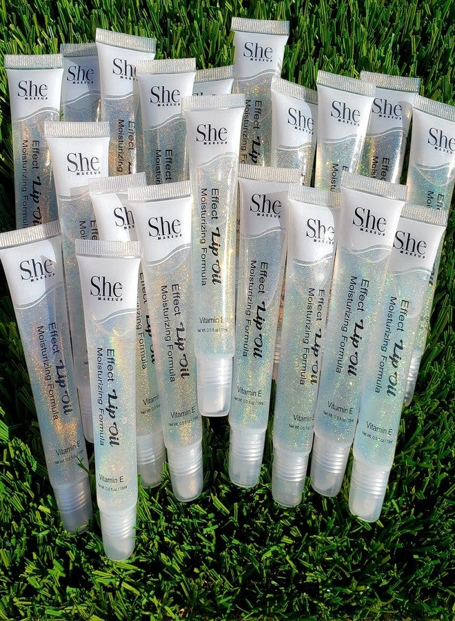 Effect Lip Oil by S.HE Makeup; Clear Moisturizing Hydrating Lip Conditioner/Lip Gloss, 0.5oz/15ml (Glitter), Clear with Gold Micro-Glitter, 4.5 Inch Squeeze Tube, .5 Ounce contents, LG07G - Image 3