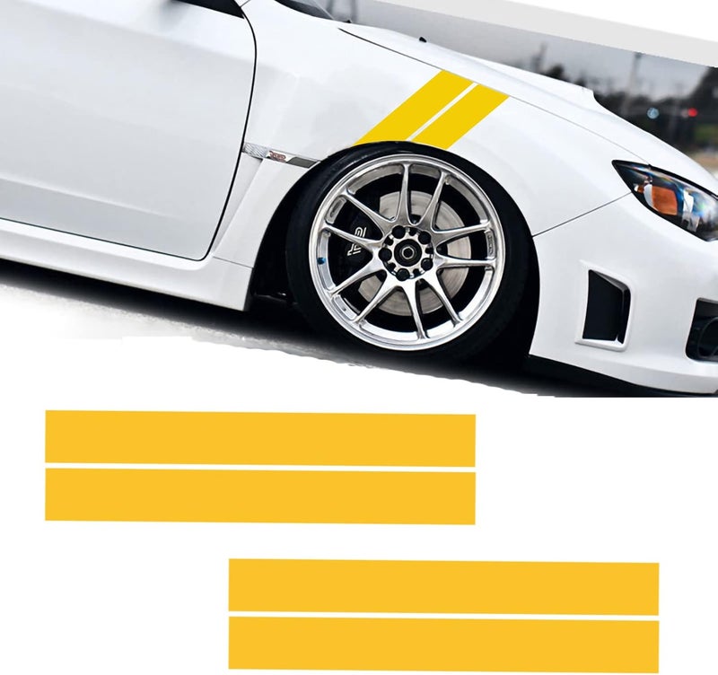 Voroly Car Wheel Fender Reflective Decal Sticker Warning Safety Reflector Strips Sticker Hood Head Lamp Bumper Guards Universal Fits Car Truck or SUV 1 Set of 4 Pcs Yellow - Image 1