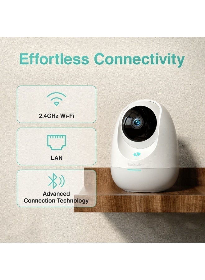 Botslab C222 Indoor Cam 2K Smart Home Security Camera, 360° View, Wi-Fi Connectivity, Human & Motion Detection, Night Vision Baby Monitor, Works with Google Assistant, White - Image 3