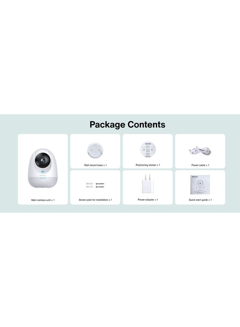 Botslab C222 Indoor Cam 2K Smart Home Security Camera, 360° View, Wi-Fi Connectivity, Human & Motion Detection, Night Vision Baby Monitor, Works with Google Assistant, White - Image 5