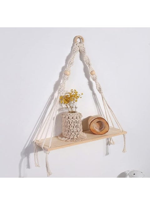 Macrame Shelf – Handmade Cotton Décor – Size ‎13.8×16‎ inches