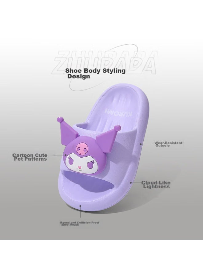 Daddy Pig Zhubaba Children's Slippers, Girls' Summer New Style, Indoor Non-slip, For Ages 6-12, Sanrio Baby Parent-child Slippers, Purple, Size 38 - Image 2