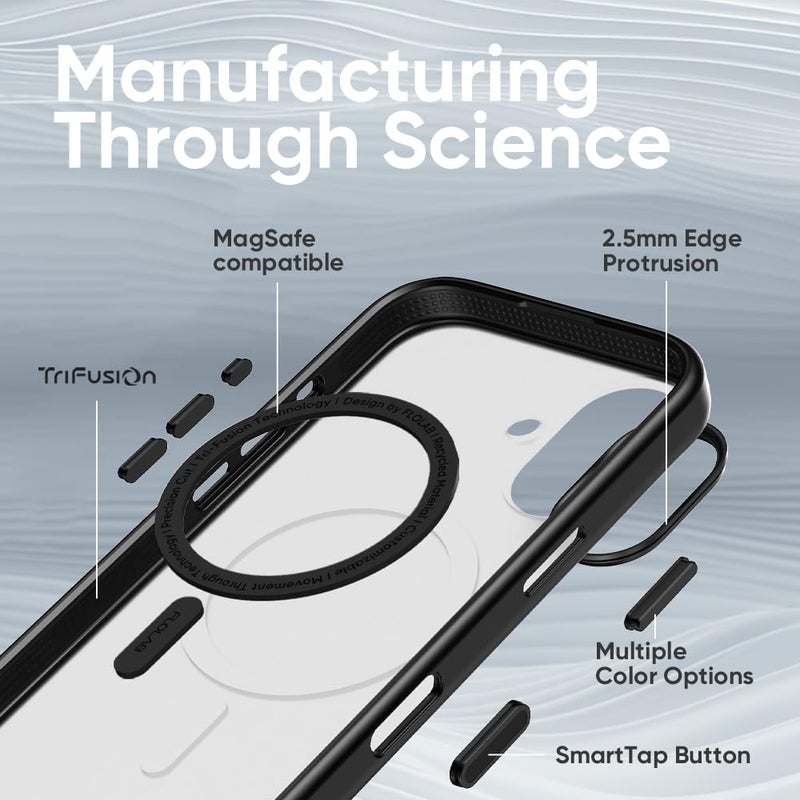 FLOLAB حافظة FLOLAB Surtect Tri-Fusion مغناطيسية لجهاز iPhone 17 تصميم نحيف واقي متوافق مع Magsafe بدرجة عسكرية - أسود غير لامع شفاف - Image 3