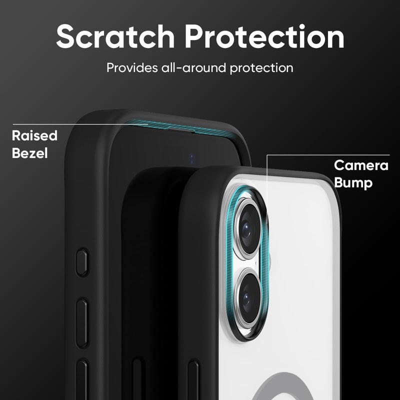 FLOLAB حافظة FLOLAB Surtect Tri-Fusion مغناطيسية لجهاز iPhone 17 تصميم نحيف واقي متوافق مع Magsafe بدرجة عسكرية - أسود غير لامع شفاف - Image 5