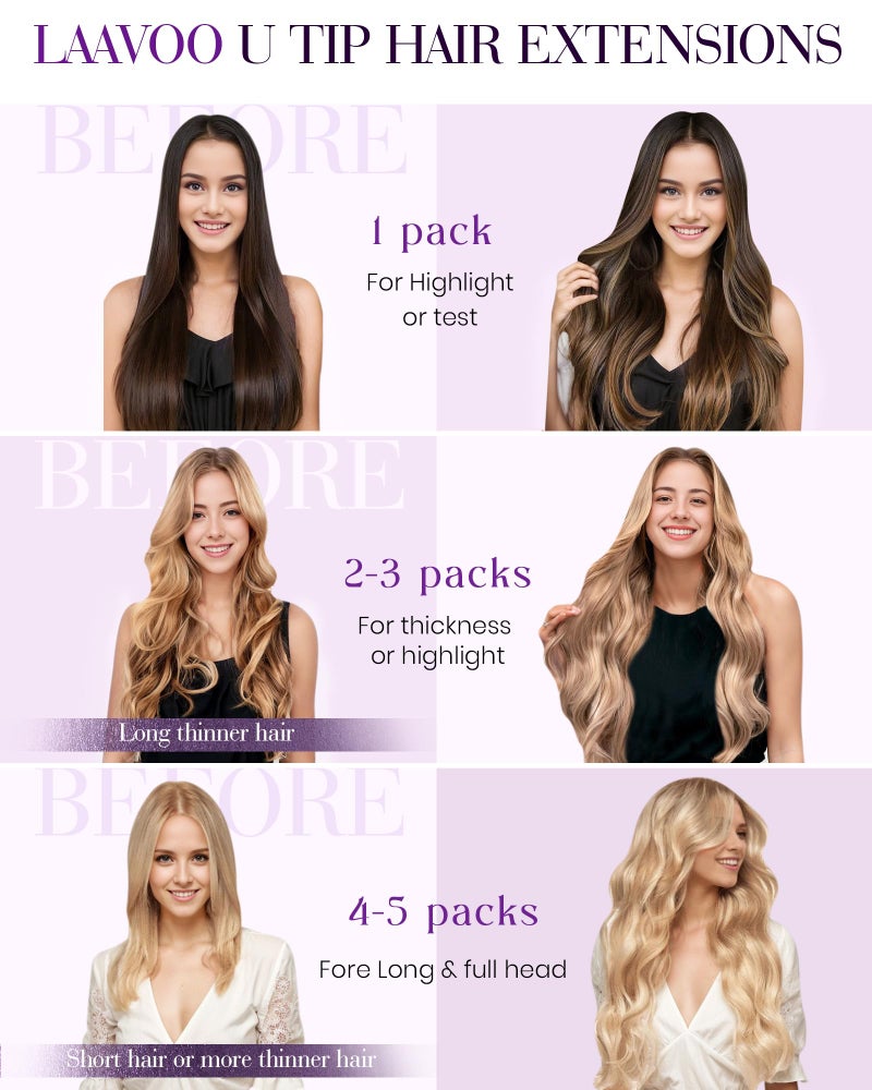 LaaVoo K Tip Hair Extensions Real Human Hair Black U tip Hair Extensions Human Hair Ktips Extensions Jet Black Silky Straight 50g 50s 18 Inch - Image 5