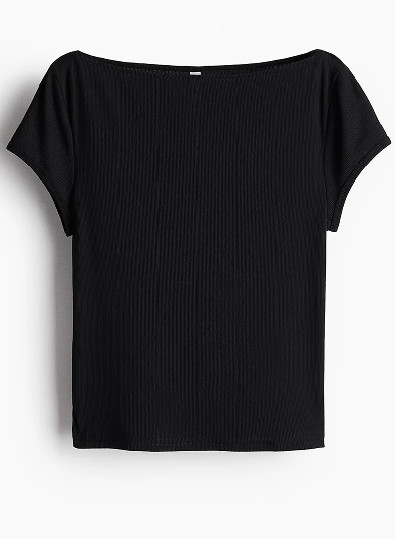 H&M Sheer Ribbed T-Shirt