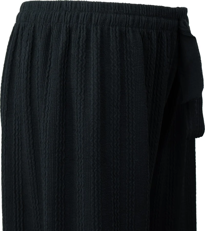 اوبلاند Women's Winter Trousers Cotton Twist Fabric Elastic Waist Hair Knitted Model Lycra Wide Leg