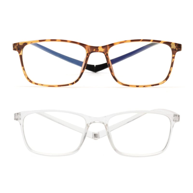 JM 2 Pack Magnetic Reading Glasses for Men Women, Hang Neck Blue Light Blocking Computer Readers Tortoise & Clear +2.5 - Image 2