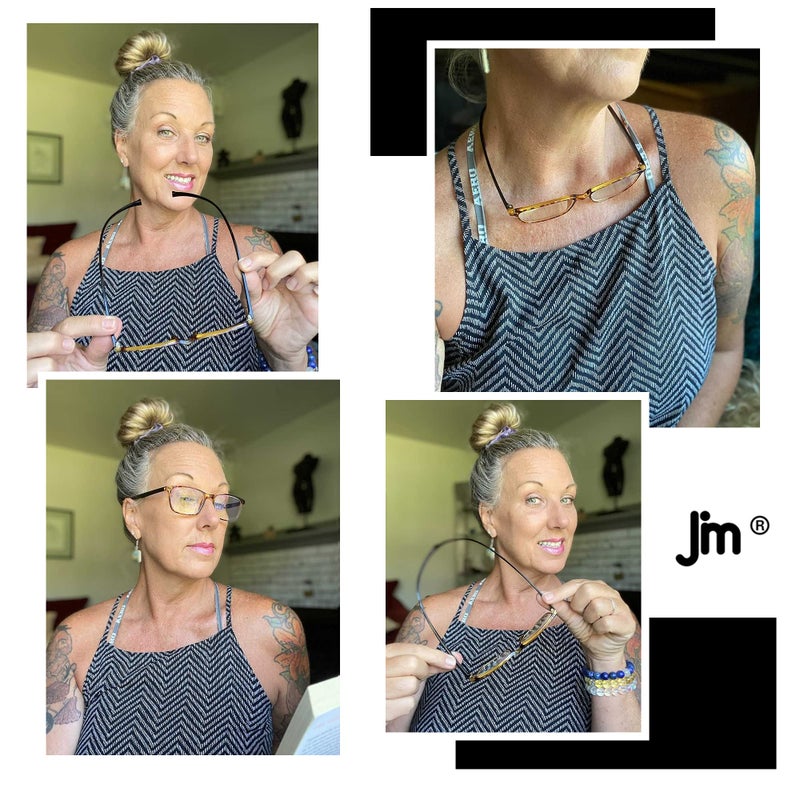 JM 2 Pack Magnetic Reading Glasses for Men Women, Hang Neck Blue Light Blocking Computer Readers Tortoise & Clear +2.5 - Image 5