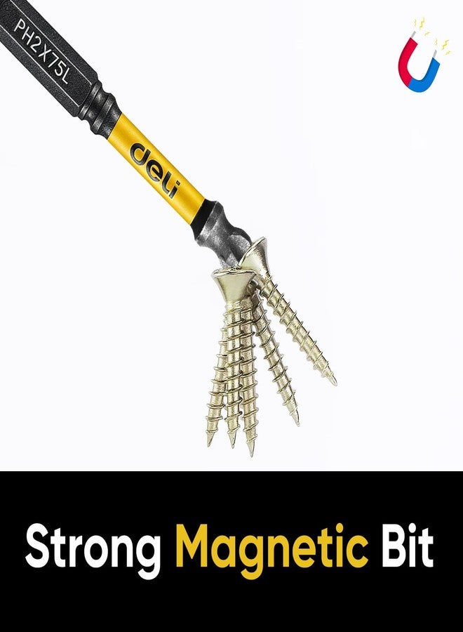 ديلي DELI 5 قطع رؤوس مفكات براغي فيليبس نانو مطلية بالصنفرة مقاس 1 بوصة 2 بوصة 2.5 بوصة 3 بوصة 4 بوصة - Image 2