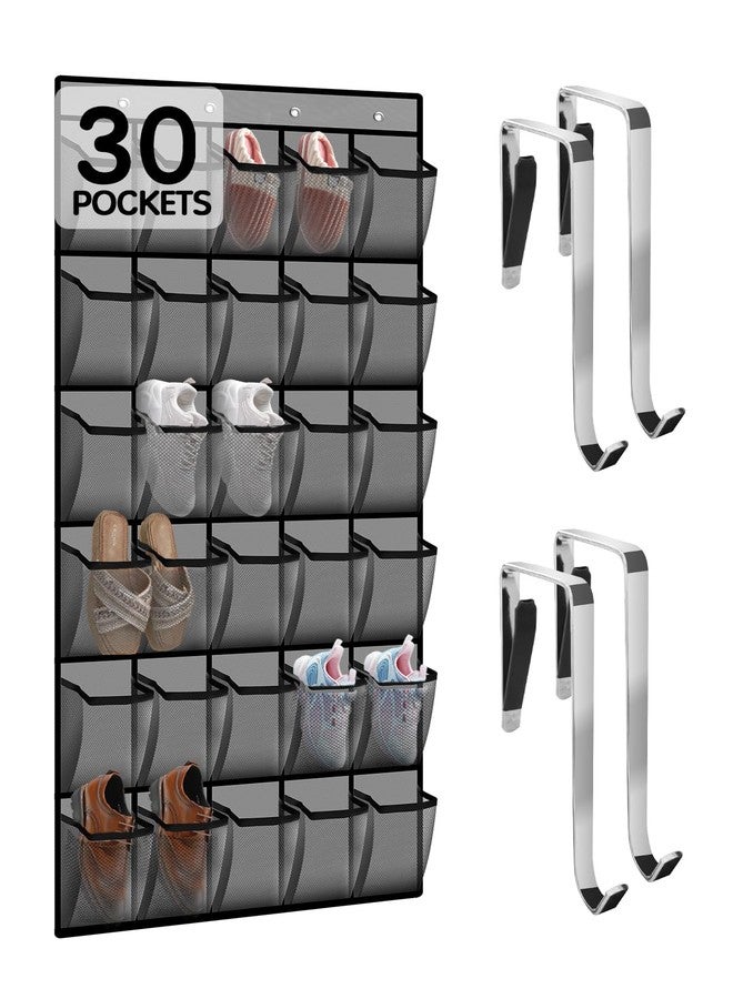 Kotkn Over the Door Shoe Organizer with 30 Breathable Mesh Pockets (Gray) - Image 1
