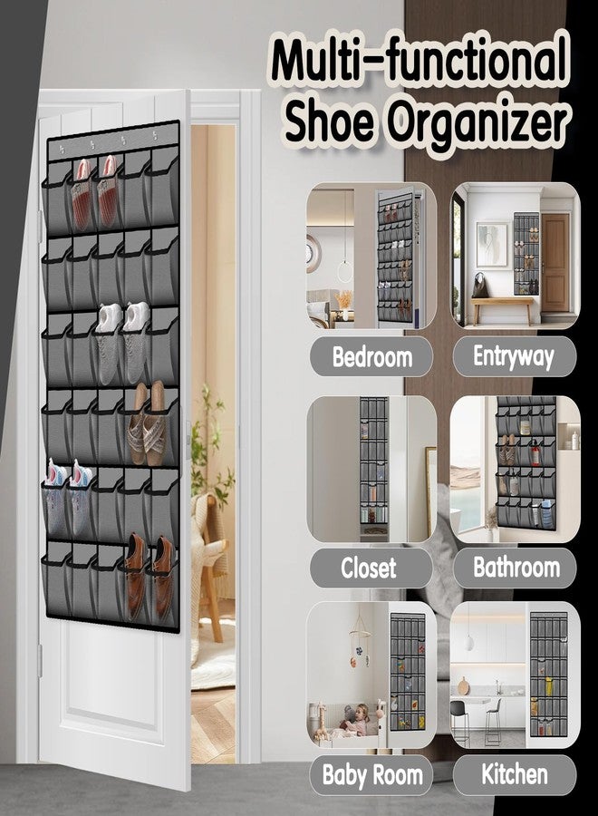 Kotkn Over the Door Shoe Organizer with 30 Breathable Mesh Pockets (Gray) - Image 5