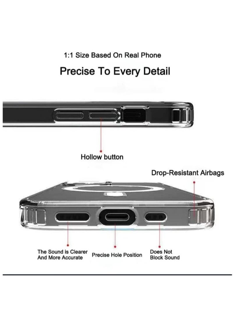 Raxoom - Apple iPhone 14 Pro Clear MagSafe Case Transparent Magnetic Shockproof Cover Wireless Charging Compatible 6.1 Inch Clear - Image 1