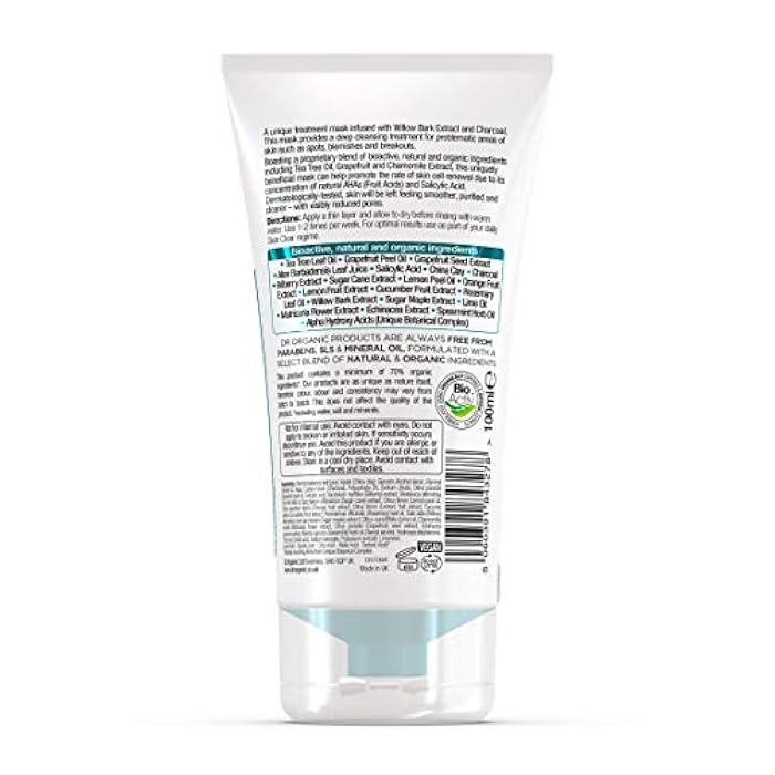dr.organic Dr Organic Skin Clear Deep Pore Charcoal Face Mask 100ml - Image 2