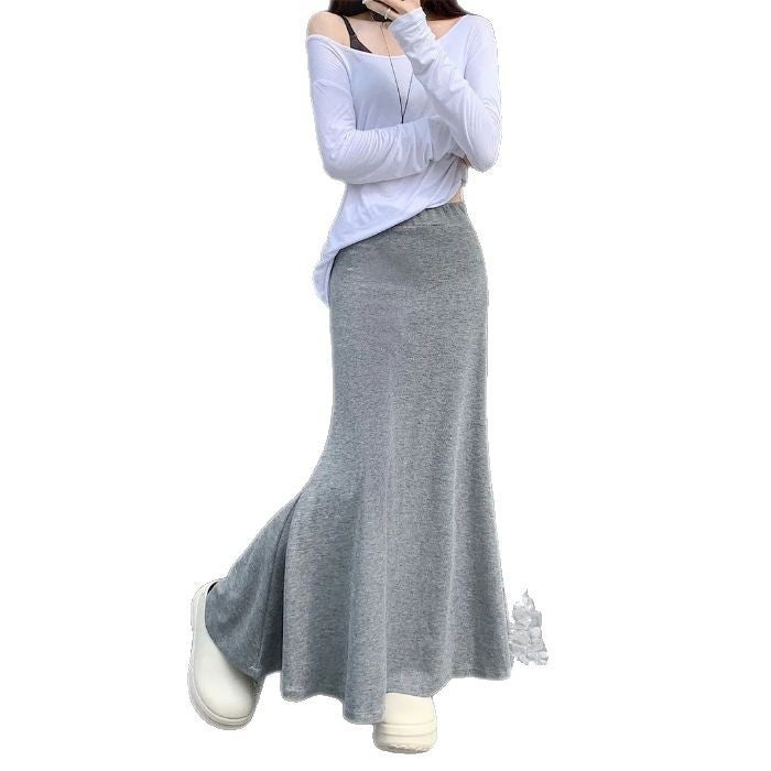 تنورة نسائية متوسطة الطول بقصة A وذيل سمكة محبوكة - Image 3