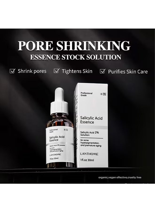 Lanthome Salicylic Acid Essence-Salicylic Acid 2% Solution for Acne Hyperpigmentation and Premature Aging，Blackhead and Open Pores, Reduces Excess Oil and Bumpy Texture, Acne Prone and Oily Skin for Women and Men 30ml - Image 2